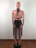 Long tassel braided two-way tassel beach dress