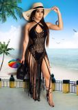 Long tassel braided two-way tassel beach dress