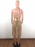 Long tassel braided two-way tassel beach dress