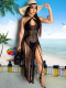 Long tassel braided two-way tassel beach dress