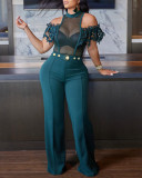 Summer women's mesh patchwork jumpsuit