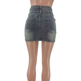 Women High Waisted Stretch Denim Mini Skirt