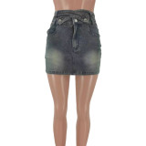 Women High Waisted Stretch Denim Mini Skirt