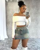 Women High Waisted Stretch Denim Mini Skirt