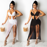Sexy women's suspender sheer skirt set