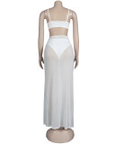Sexy women's suspender sheer skirt set