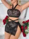 Sexy black lace skirt lingerie set
