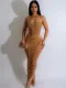 Fashion women's solid color sexy tube see-through sequin dress