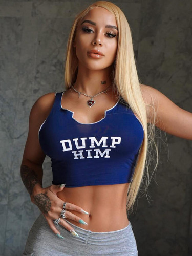 Fashion Sexy Letter Printed Crop Top Women's Sleeveless Vest