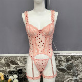 4-piece sexy women's underwear set suspender bra + thong + 2 leg socks