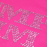 Summer solid color pullover letter diamond casual short women's T-shirt