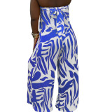 Summer Fashion Printed Strapless Wide Leg Jumpsuit