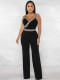 Summer solid color sexy slim fit one-piece suspender jumpsuit