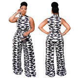 Summer sexy printed sleeveless long jumpsuit