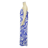 Summer Fashion Printed Strapless Wide Leg Jumpsuit