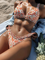 Women's two-piece floral print swimsuit sexy bikini