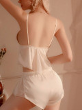 Sexy lingerie lace see-through temptation suspenders pajamas shorts two-piece set