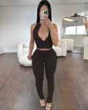 Summer leisure sports tight zipper top trousers set