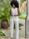 Summer sleeveless pleated casual pants suit
