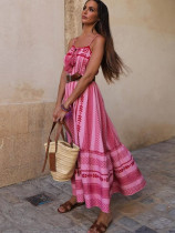 Summer women's crochet patchwork knitted boho dress