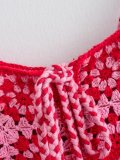 Summer women's crochet patchwork knitted boho dress