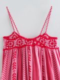 Summer women's crochet patchwork knitted boho dress