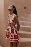 Summer women's holiday style sling positioning printing dress