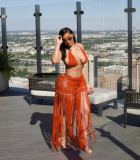 Summer long tassel solid color beach skirt set