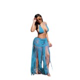Summer long tassel solid color beach skirt set