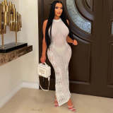 Summer knitted hollow out beach dress 