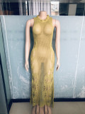 Summer knitted hollow out beach dress 
