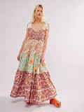 Tube Sling Retro Printed Long Dress