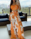 Pleated Camisole + Floral Printed Wide Leg Pants
