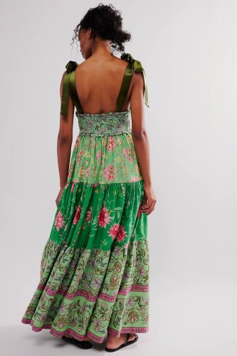 Tube Sling Retro Printed Long Dress