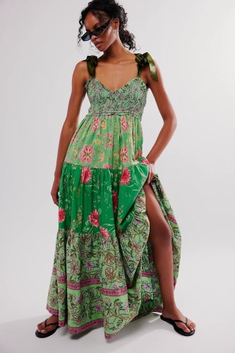 Tube Sling Retro Printed Long Dress
