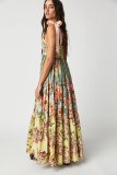 Tube Sling Retro Printed Long Dress