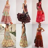 Tube Sling Retro Printed Long Dress
