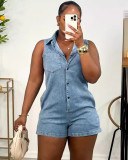 Women's loose denim rompers jumpsuit