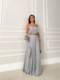 Fashion solid color sleeveless straps women's jumpsuit