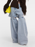 High-waist wide-leg casual women's jeans