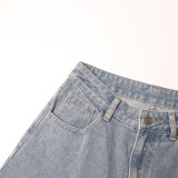High-waist wide-leg casual women's jeans