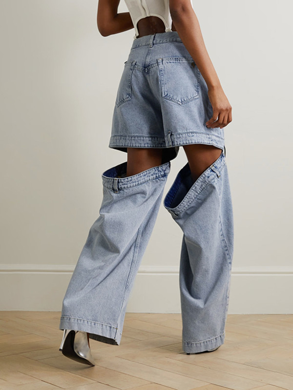 High-waist wide-leg casual women's jeans