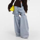 High-waist wide-leg casual women's jeans