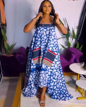 African straps print long maxi dress