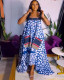 African straps print long maxi dress
