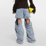 High-waist wide-leg casual women's jeans