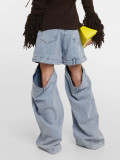 High-waist wide-leg casual women's jeans