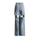 High-waist wide-leg casual women's jeans