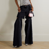 High-waist wide-leg casual women's jeans