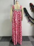 African straps print long maxi dress